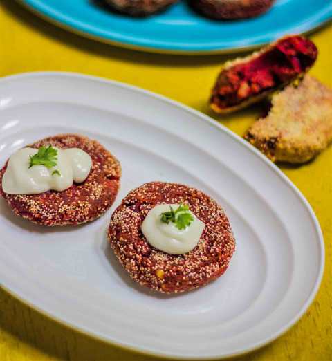 Beetroot et Chickpea Kebab / Tikki Recipe - Snack Soir Recette Indienne Traditionnelle