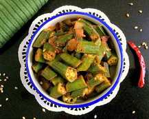 Bhindi Huli Recette – South Indian Style Tangy Okra Recette Indienne Traditionnelle