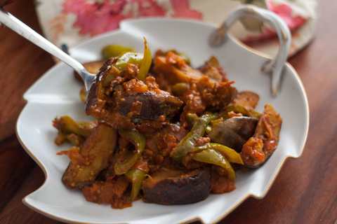 Brinjal Capsicum Sabji Recette Recette Indienne Traditionnelle