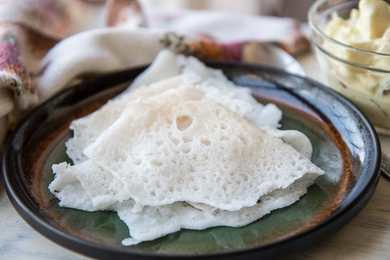 Crêpe de riz et de noix de coco de recette mangéraire Recette Indienne Traditionnelle