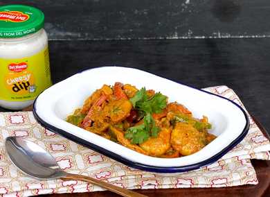 Crevettes mélangées avec recette de mayo à cheesy DIP Recette Indienne Traditionnelle