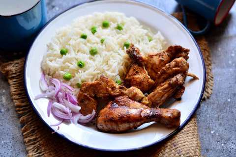 Jerk poulet avec du riz et des pois recette de Pilaf Recette Indienne Traditionnelle