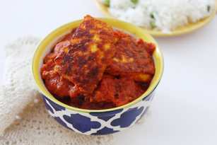 Kashmiri Style Tamatar Chaman Recipe -Paneer Cuit avec des tomates Recette Indienne Traditionnelle