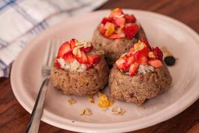 Muesli Ots Cupcake rempli de recette de yaourt et de fraises Recette Indienne Traditionnelle