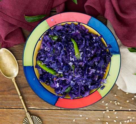 Mutakose recette poryyale – chou violet poriayal | Chou rouge sabzi Recette Indienne Traditionnelle