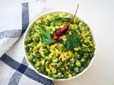 Paasi Paruppu haricots recette poriède – Moong Dal & French Haricots remuer Recette Indienne Traditionnelle
