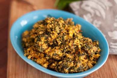 Panak Paneer Recipe Bhurji – Cheese Cottage Scramble avec recette d’épinards Recette Indienne Traditionnelle