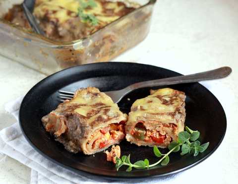 Petit déjeuner enchiladas avec recette de sauce aux champignons Recette Indienne Traditionnelle