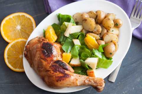 Poulet barbecue aromatisé orange avec recette de salade frais Recette Indienne Traditionnelle