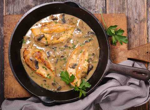 Poulet avec recette de sauce aux champignons crémeux Recette Indienne Traditionnelle