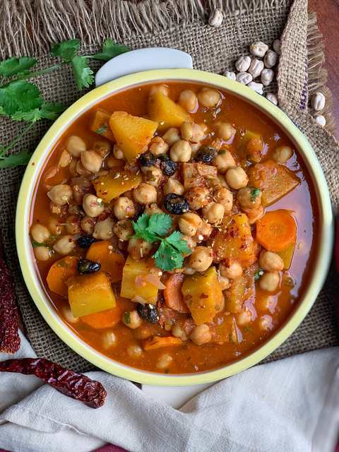 Ragoût de citrouille avec recette de pois chiches Recette Indienne Traditionnelle