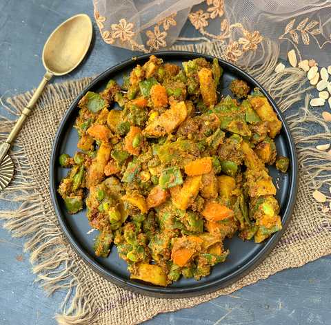 Recette de Bhogichi Bhaji de style Maharashtrien - Curry mixte de légumes Recette Indienne Traditionnelle