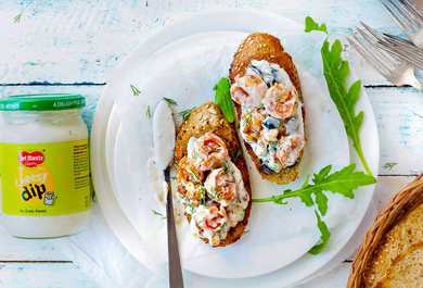 Recette de bruschetta en noyer de crevettes aromatisée avec un creux de fromage Recette Indienne Traditionnelle