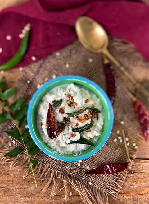 Recette de chutney de coco de style Tamil Nadu NaDu – pour idli et dosa Recette Indienne Traditionnelle