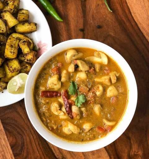 Recette de curry de champignon de style Durg – recette de curry de style coorg Recette Indienne Traditionnelle