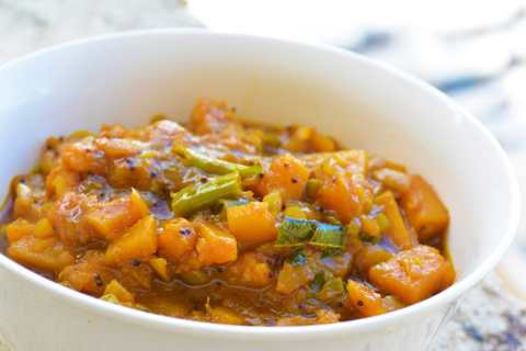 Recette de curry de citrouille de la citrouille Tangy Tamarind Recette Indienne Traditionnelle