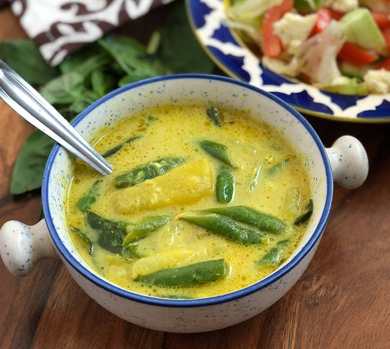 Recette de curry vert thaïlandaise avec patate douce et haricots verts Recette Indienne Traditionnelle