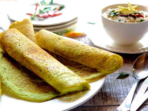 Recette de dosa de coriandre d'épinards - épinards et coriandre Dosa Recipe Recette Indienne Traditionnelle