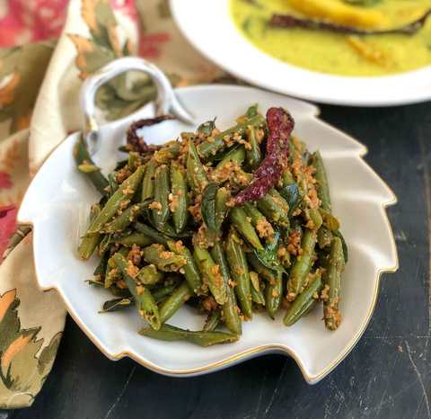 Recette de haricots verts avec cacahuètes et recette de sésame Recette Indienne Traditionnelle