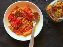 Recette instantanée de cornichon rouge Chili Recette Indienne Traditionnelle