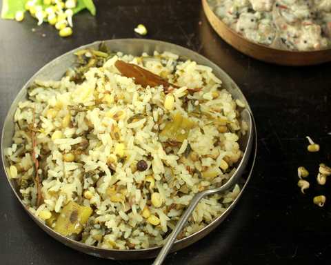 Recette de Moong et de Methi Pulao germé Recette Indienne Traditionnelle