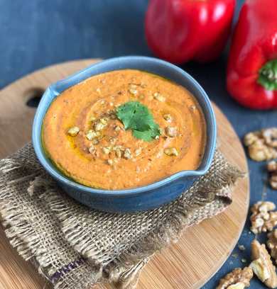 Recette de Muhammara – Trempette du poivron rouge rôti et de la noix Recette Indienne Traditionnelle