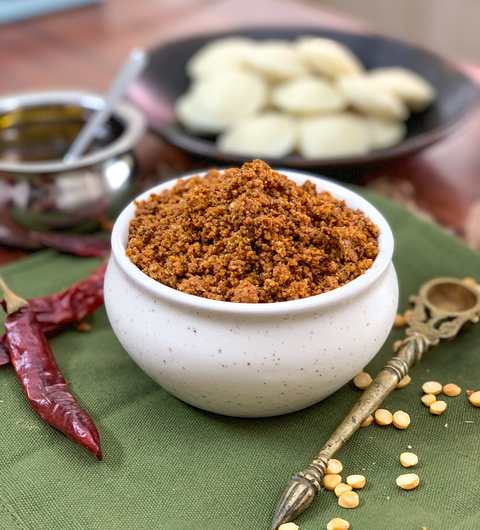 Recette de poudre de poudre de chilie de noix de coco de noix de coco – Coconut Chutney Bodi Recette Indienne Traditionnelle