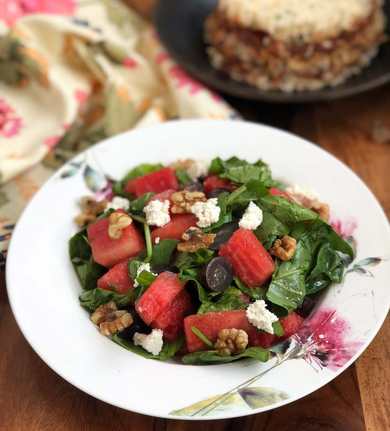 Recette salade de salade de melon d’eau d’épinard avec noix Recette Indienne Traditionnelle