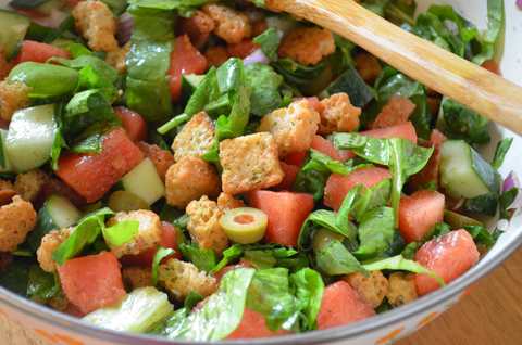 Recette de salade de la salade Panzanella Watermon Recette Indienne Traditionnelle