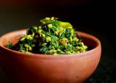 Recette de Shepuchi Bhaji (Spried Frit Maharashtrian Suva / Dill Greens) Recette Indienne Traditionnelle