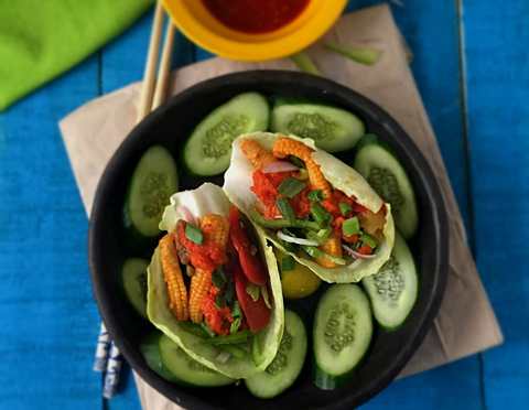 Tacos chinois (taco salade avec légumes chaudes et sucrées)-recette de précision Recette Indienne Traditionnelle