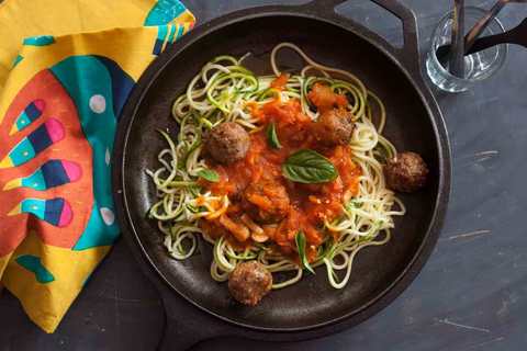 Zochini zoodles avec recette de boulet de viande de champignon Recette Indienne Traditionnelle