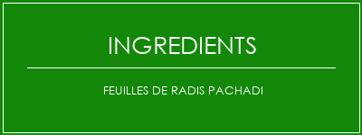 Feuilles de radis Pachadi Ingrédients Recette Indienne Traditionnelle
