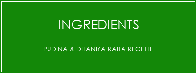 PUDINA & DHANIYA Raita Recette Ingrédients Recette Indienne Traditionnelle