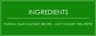 Pudina Dahi Chutney Recipe - Mint Yaourt Trempette Ingrédients Recette Indienne Traditionnelle