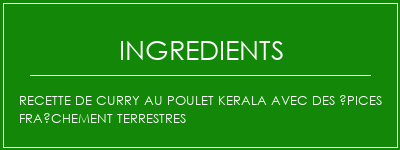 Recette de curry au poulet Kerala avec des épices fraîchement terrestres Ingrédients Recette Indienne Traditionnelle