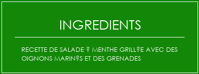 Recette de salade à menthe grillée avec des oignons marinés et des grenades Ingrédients Recette Indienne Traditionnelle