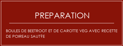 Réalisation de Boules de beetroot et de carotte Veg avec recette de poireau sautée Recette Indienne Traditionnelle