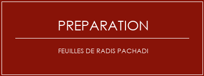 Réalisation de Feuilles de radis Pachadi Recette Indienne Traditionnelle