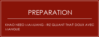 Réalisation de Khao Neeo Mamuang - Riz gluant thaï doux avec mangue Recette Indienne Traditionnelle