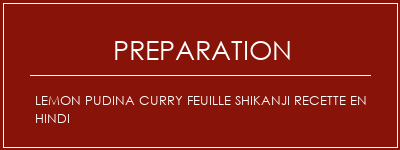 Réalisation de Lemon Pudina Curry Feuille Shikanji Recette en hindi Recette Indienne Traditionnelle