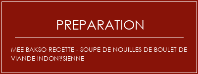 Réalisation de Mee Bakso Recette - soupe de nouilles de boulet de viande indonésienne Recette Indienne Traditionnelle