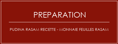 Réalisation de PUDINA RASAM Recette - Monnaie Feuilles Rasam Recette Indienne Traditionnelle