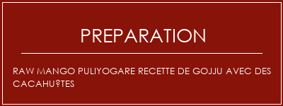 Réalisation de RAW MANGO Puliyogare Recette de Gojju avec des cacahuètes Recette Indienne Traditionnelle