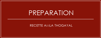 Réalisation de Recette AMLA THOGAYAL Recette Indienne Traditionnelle