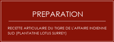 Réalisation de Recette articulaire du tigre de l'affaire Indienne Sud (Plantatine Lotus Surrey) Recette Indienne Traditionnelle