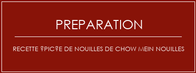 Réalisation de Recette épicée de nouilles de chow Mein Nouilles Recette Indienne Traditionnelle