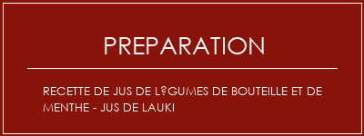 Réalisation de Recette de jus de légumes de bouteille et de menthe - Jus de Lauki Recette Indienne Traditionnelle