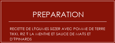 Réalisation de Recette de légumes Sizzer avec pomme de terre Tikki, riz à la menthe et sauce de maïs et d'épinards Recette Indienne Traditionnelle