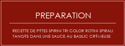 Réalisation de Recette de pâtes spirini Tri Color Rotini Spirali Tangée dans une sauce au basilic crémeuse Recette Indienne Traditionnelle